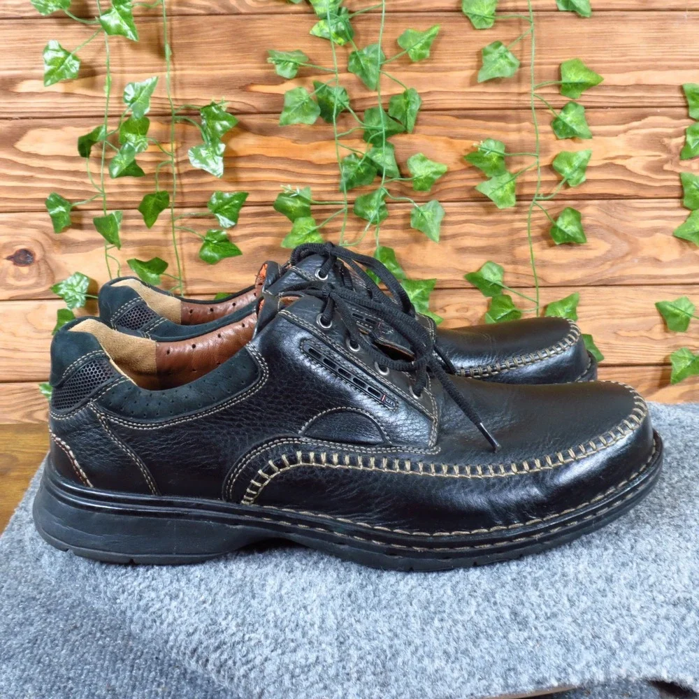 Clarks Un.Cover Men Oxford Shoe Size 13 Casual‎ Comfort Black Leather Lace Up